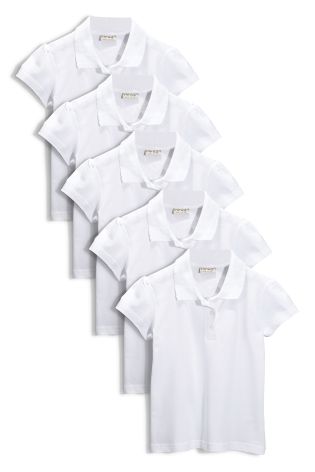 White Poloshirt Five Pack (3-16yrs)
